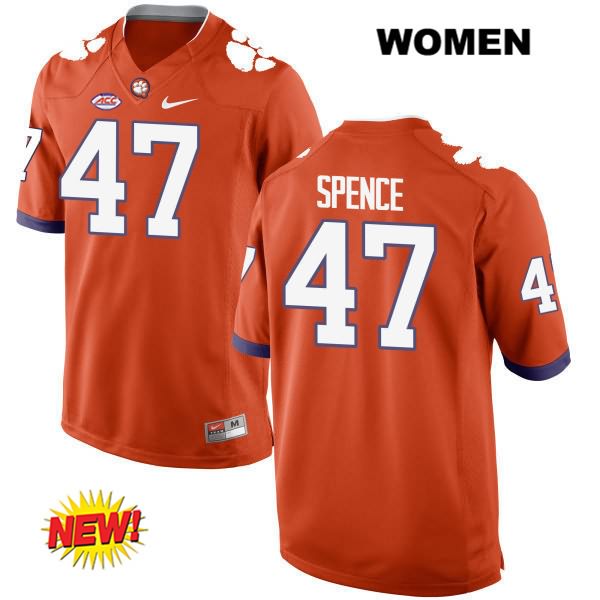 Women's Clemson Tigers #47 Alex Spence Stitched Orange New Style Authentic Nike NCAA College Football Jersey XCZ6246KO